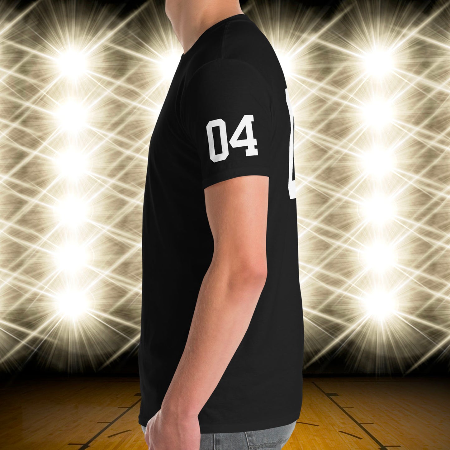 04 Jersey Number T-Shirt, Black, S-2XL