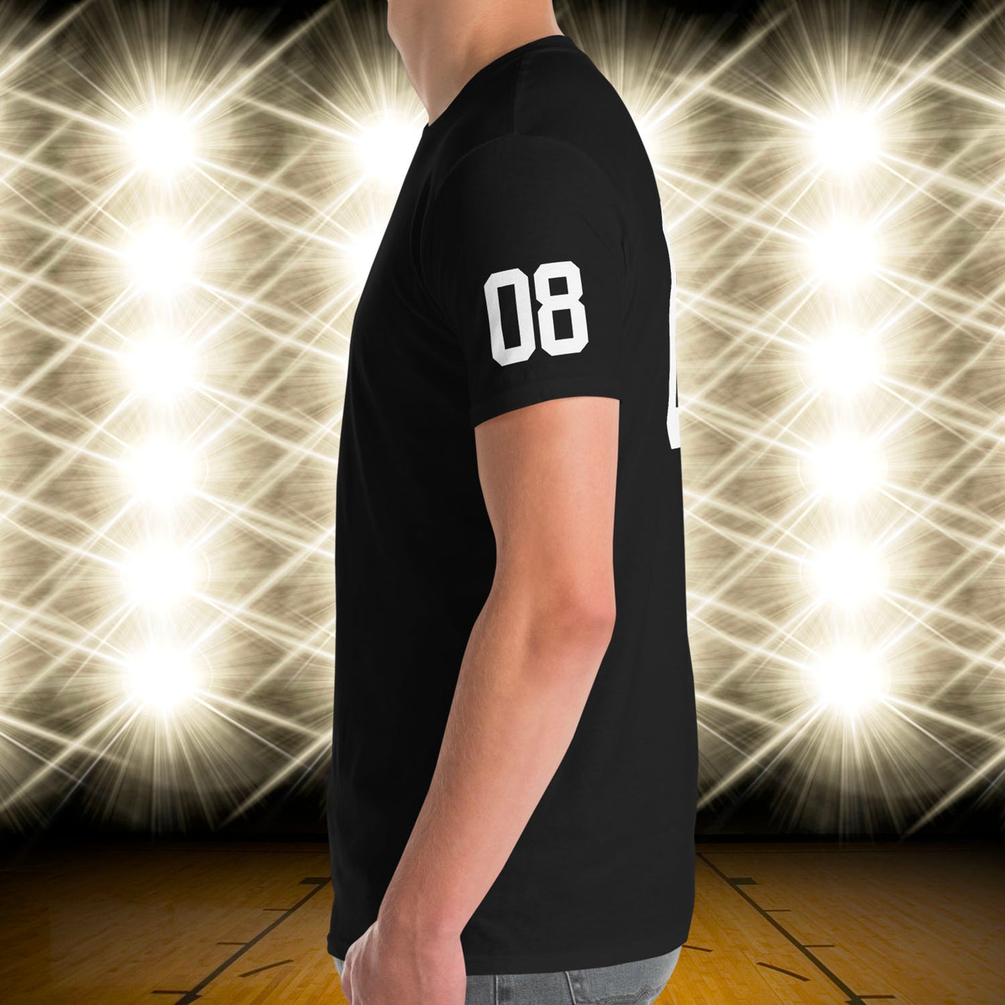 08 Jersey Number T-Shirt, Black, S-2XL