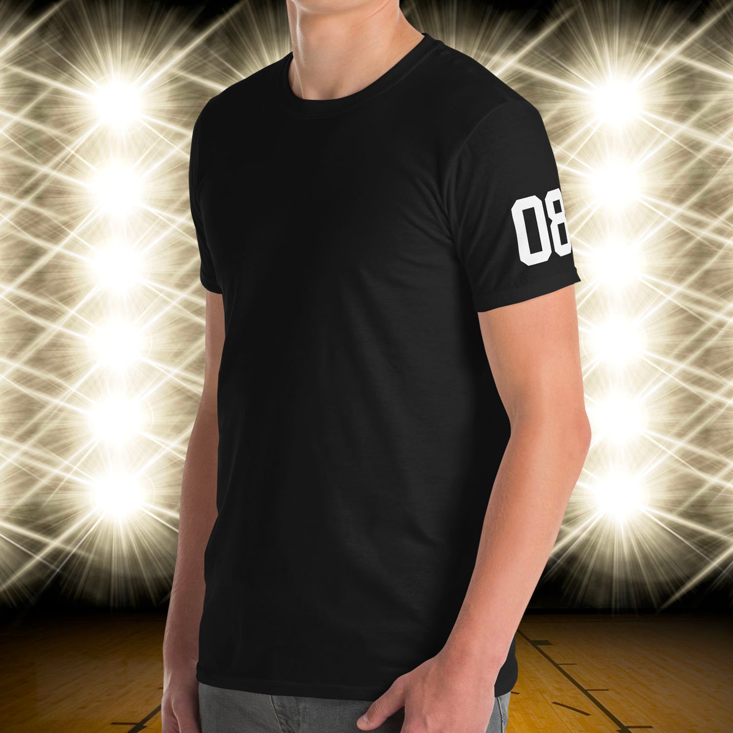 08 Jersey Number T-Shirt, Black, S-2XL