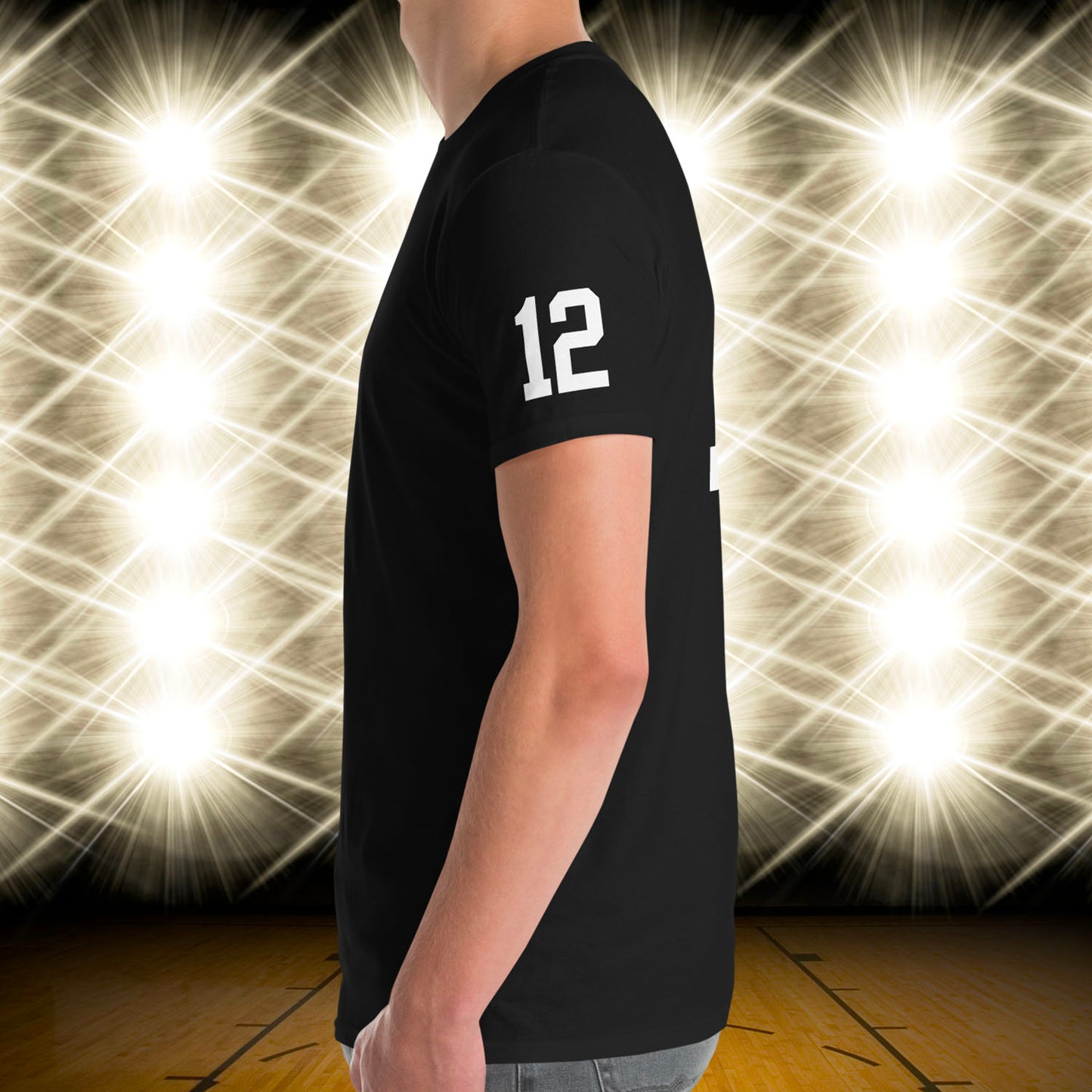 12 Jersey Number T-Shirt, Black, S-2XL