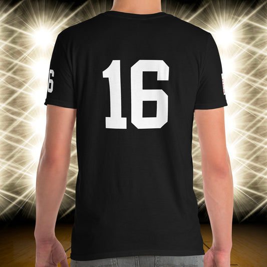 16 Jersey Number T-Shirt, Black, S-2XL