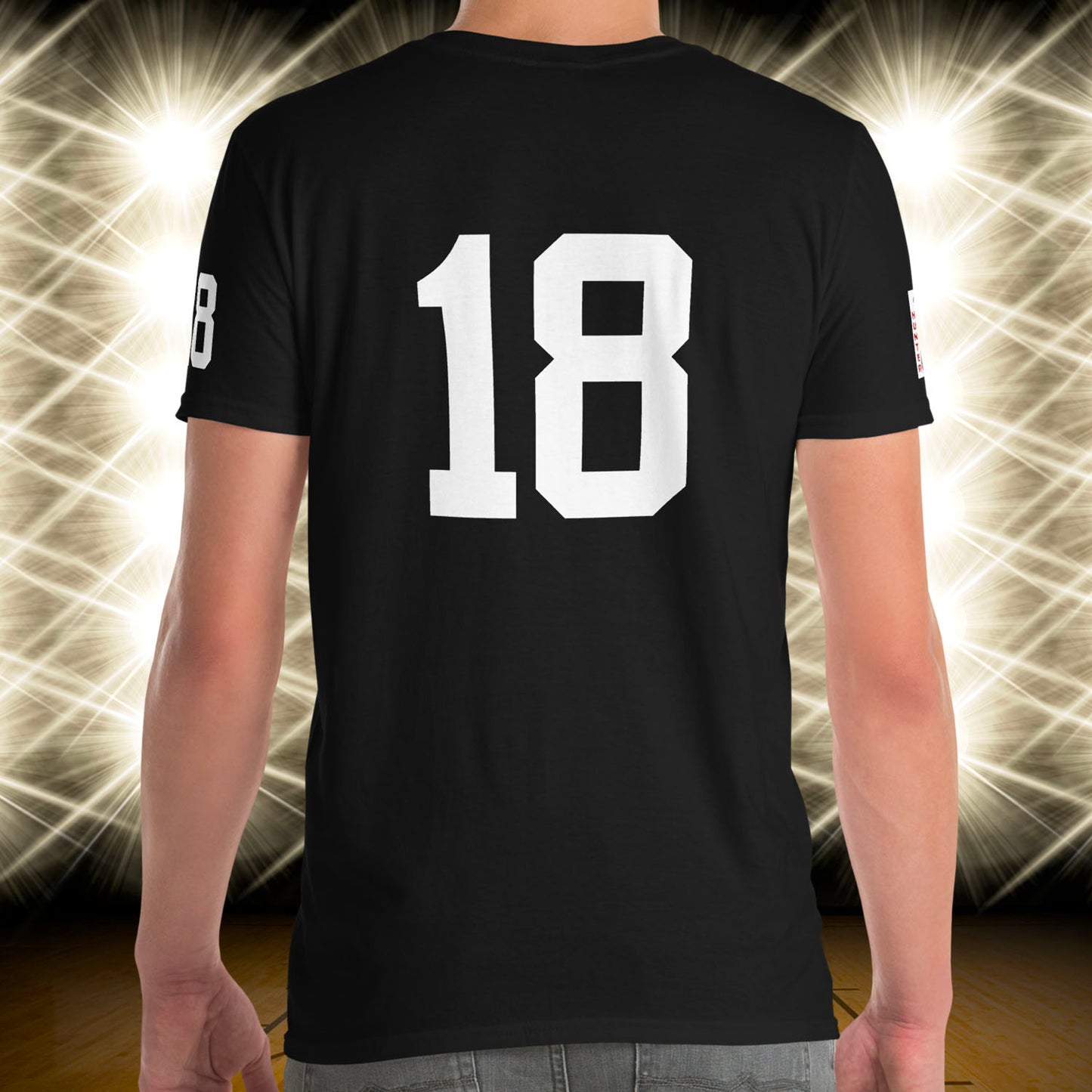 18 Jersey Number T-Shirt, Black, S-2XL