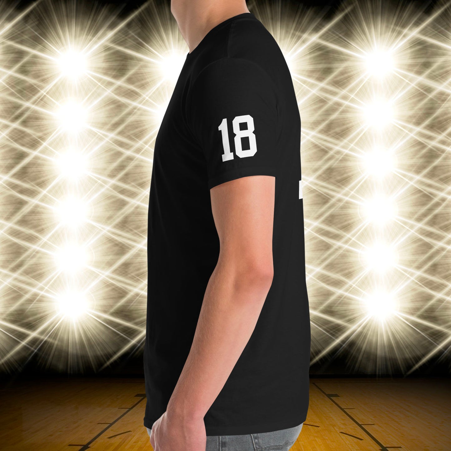 18 Jersey Number T-Shirt, Black, S-2XL