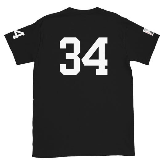 34 Jersey Number T-Shirt, Black, S-2XL