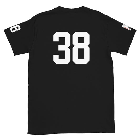 38 Jersey Number T-Shirt, Black, S-2XL