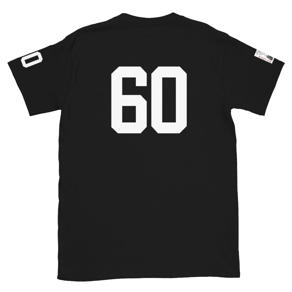 60 Jersey Number T-Shirt, Black, S-2XL