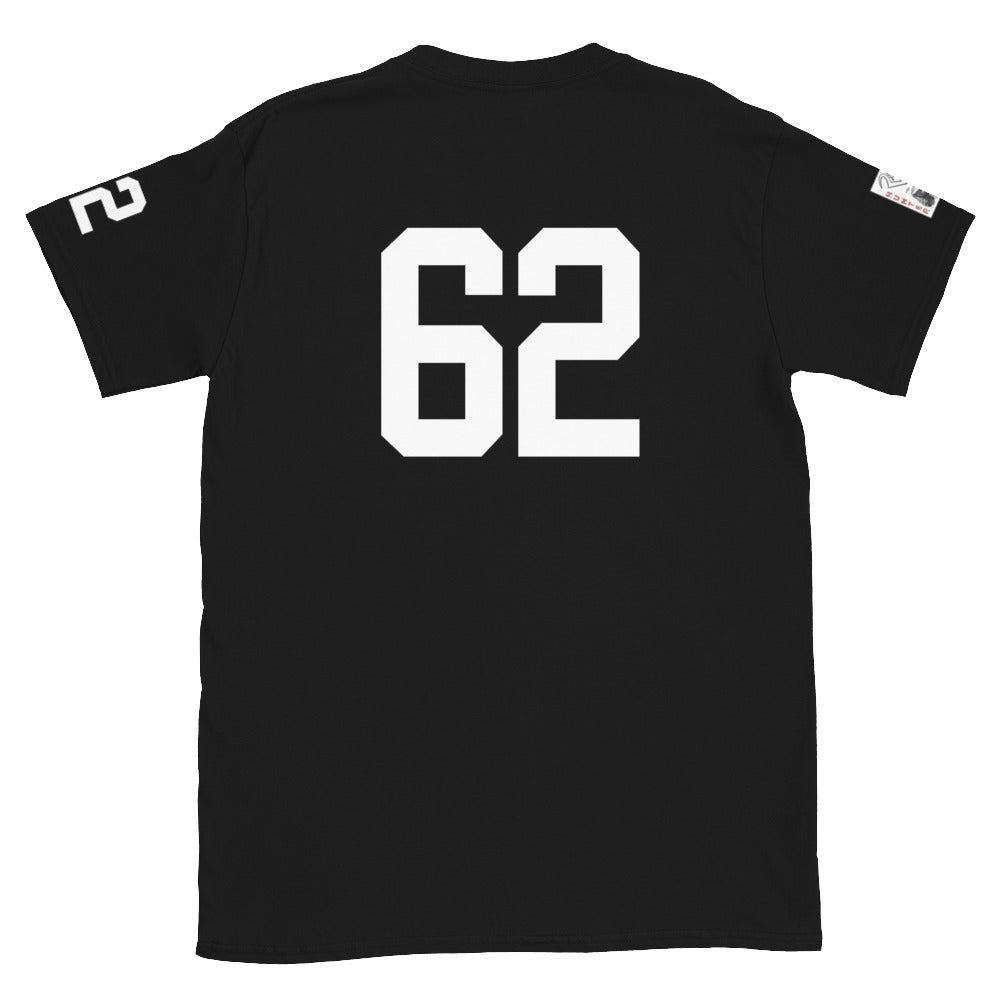 62 Jersey Number T-Shirt, Black, S-2XL