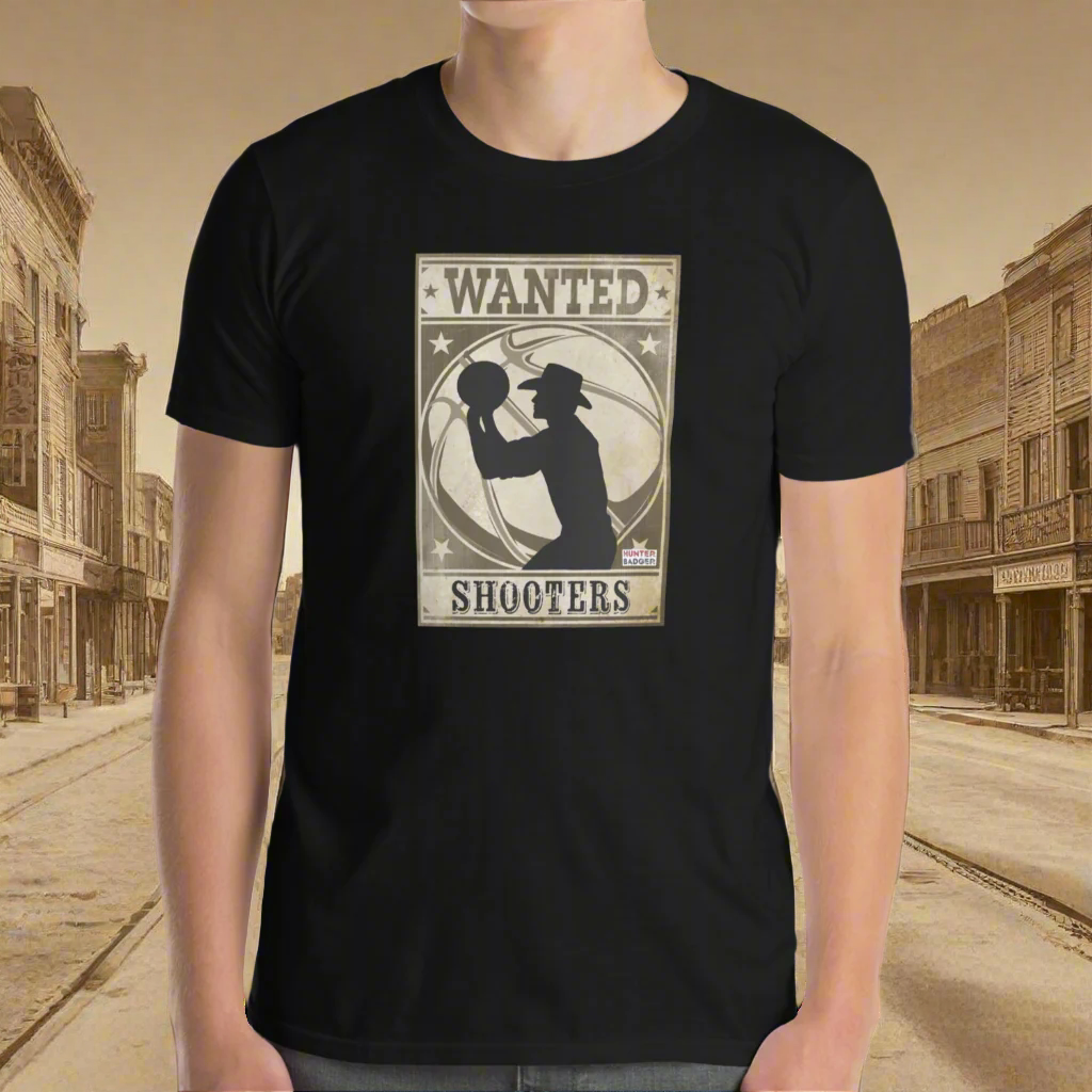 Shooters Wanted Basketball T-Shirt, Black, S-2XL